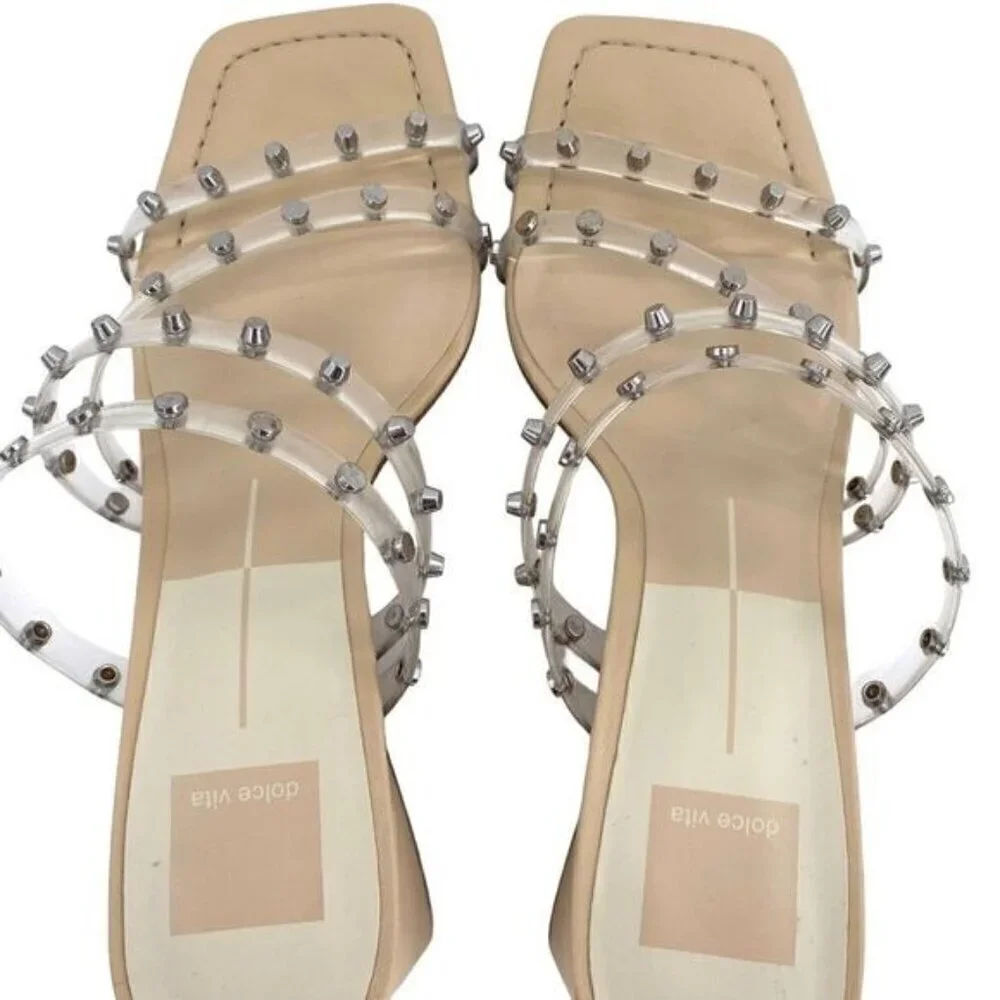 Dolce Vita Marie Strappy Heeled Sandals Crystal Vinyl